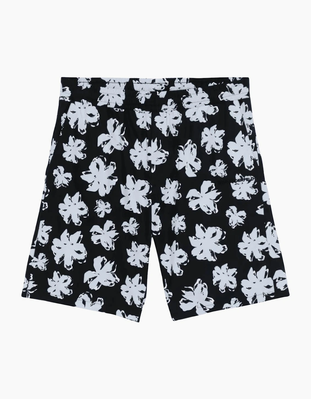 Nylon Floral All Over Black Shorts