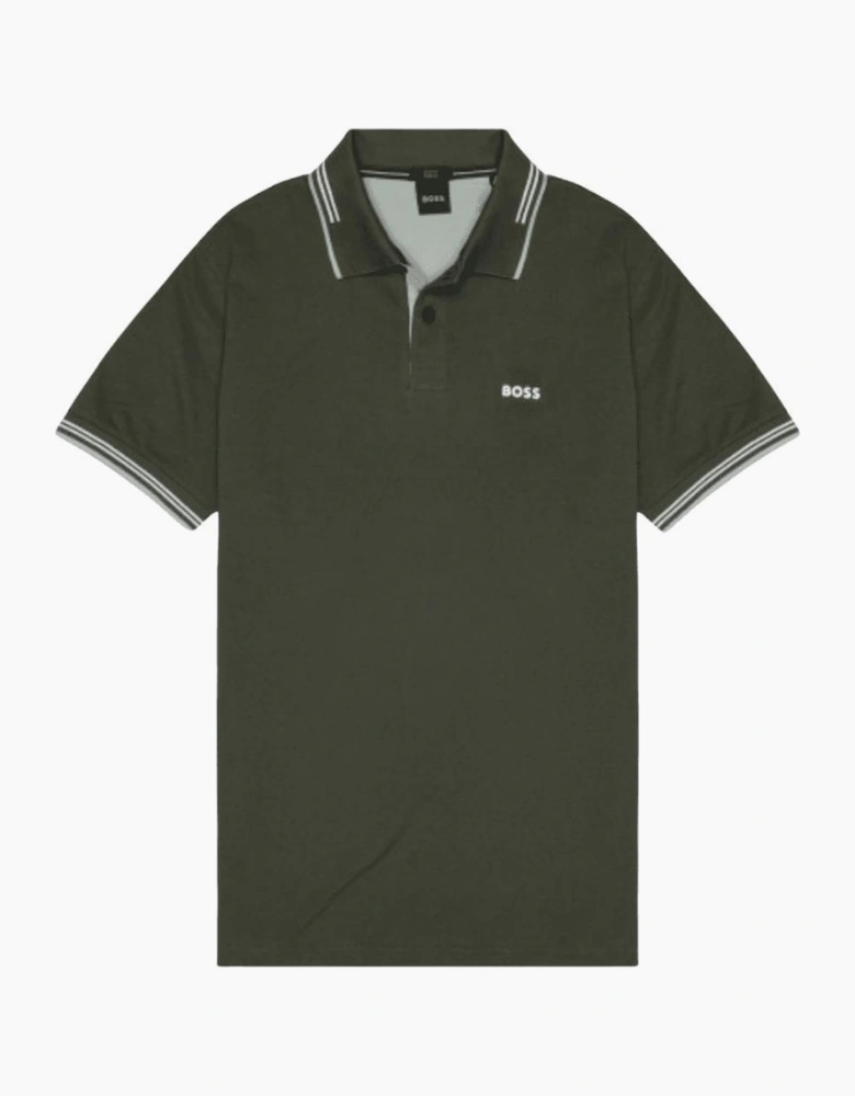 Paul Tipped Collar Slim Fit Green Polo Shirt