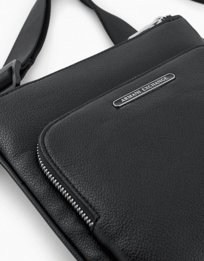Metal Logo Black Shoulder Bag
