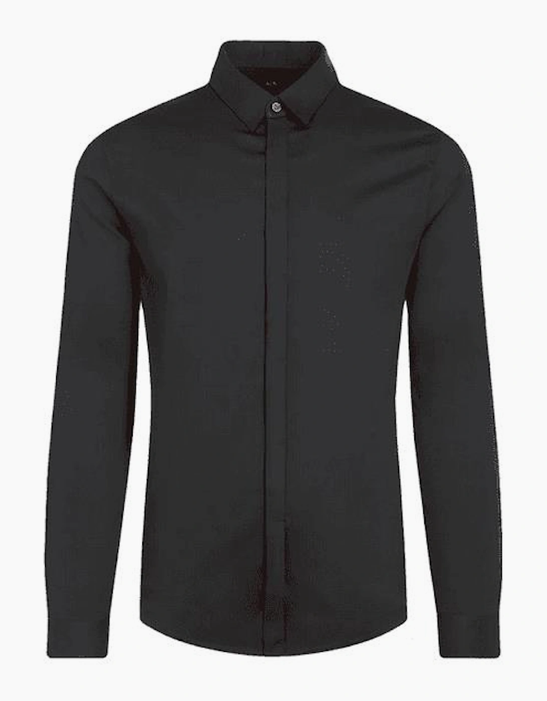 Rubber Logo Button Up Black Shirt