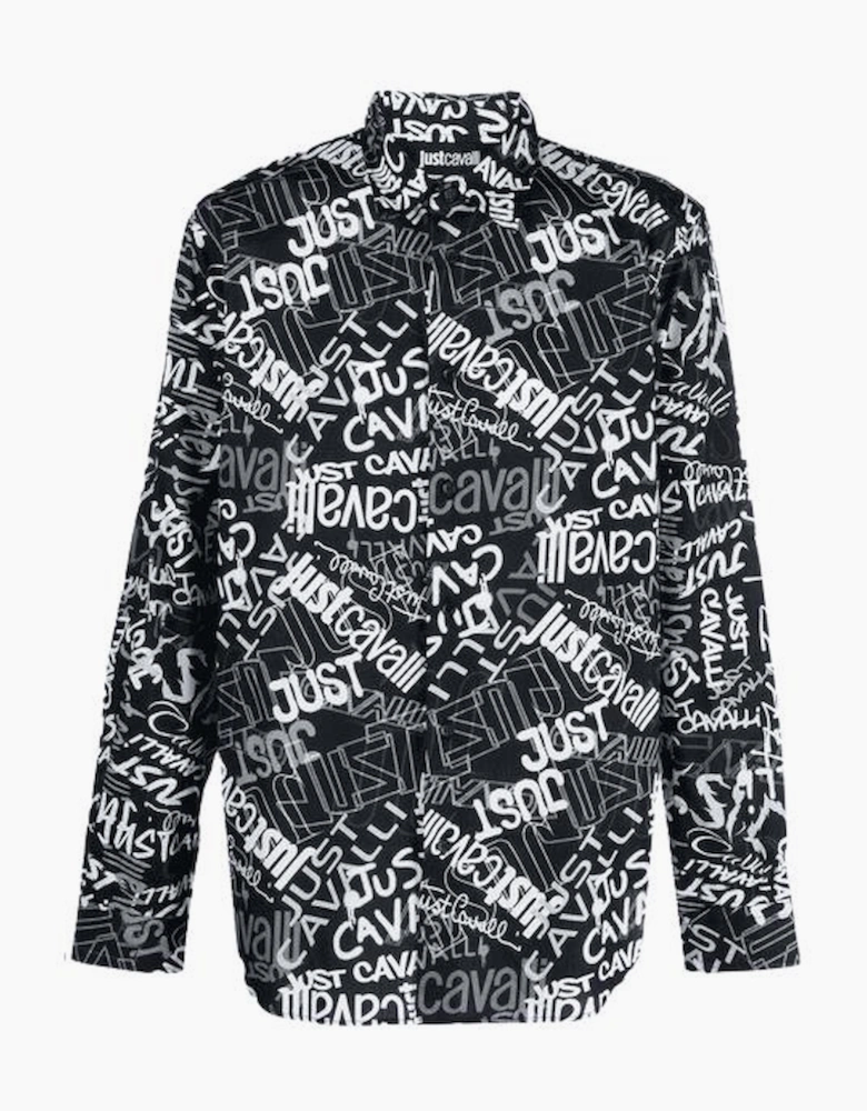 Lettering Allover Logo Black/White Button Up Shirt