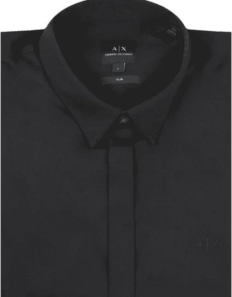 Rubber Logo Button Up Black Shirt