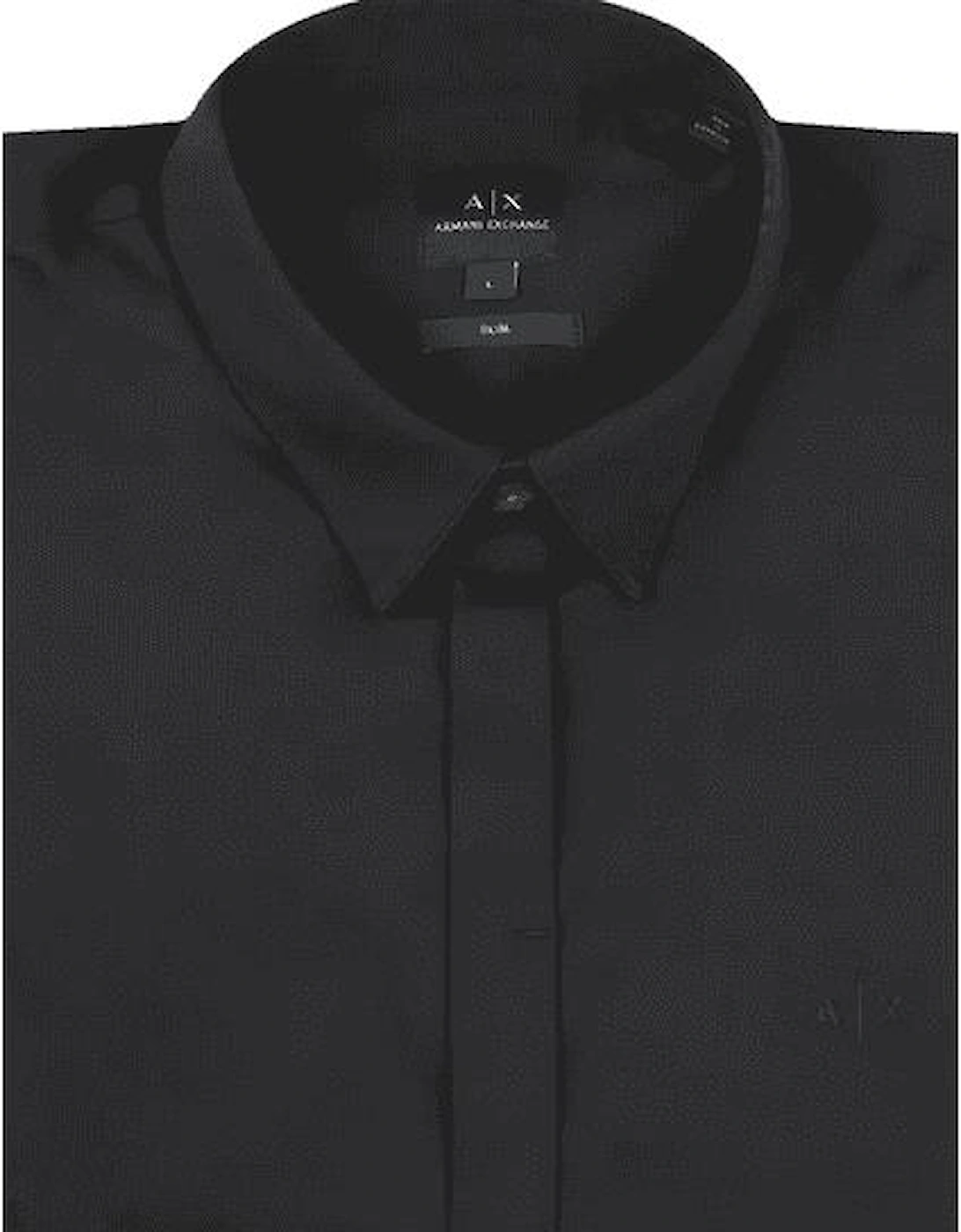 Rubber Logo Button Up Black Shirt