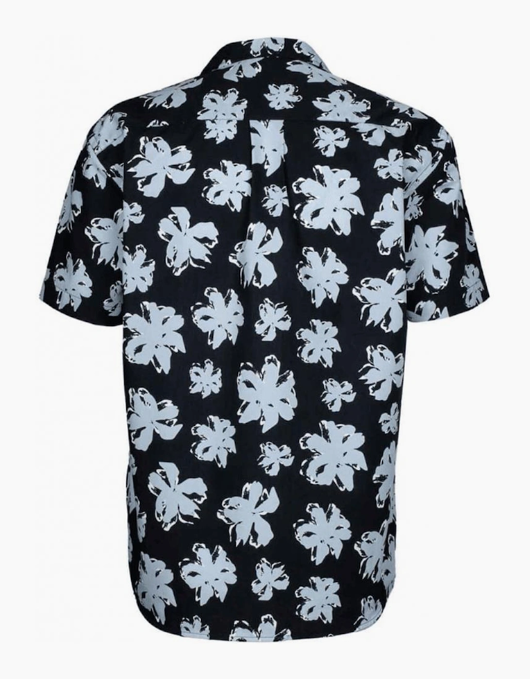 Floral All Over Cuban Collar Black Shirt