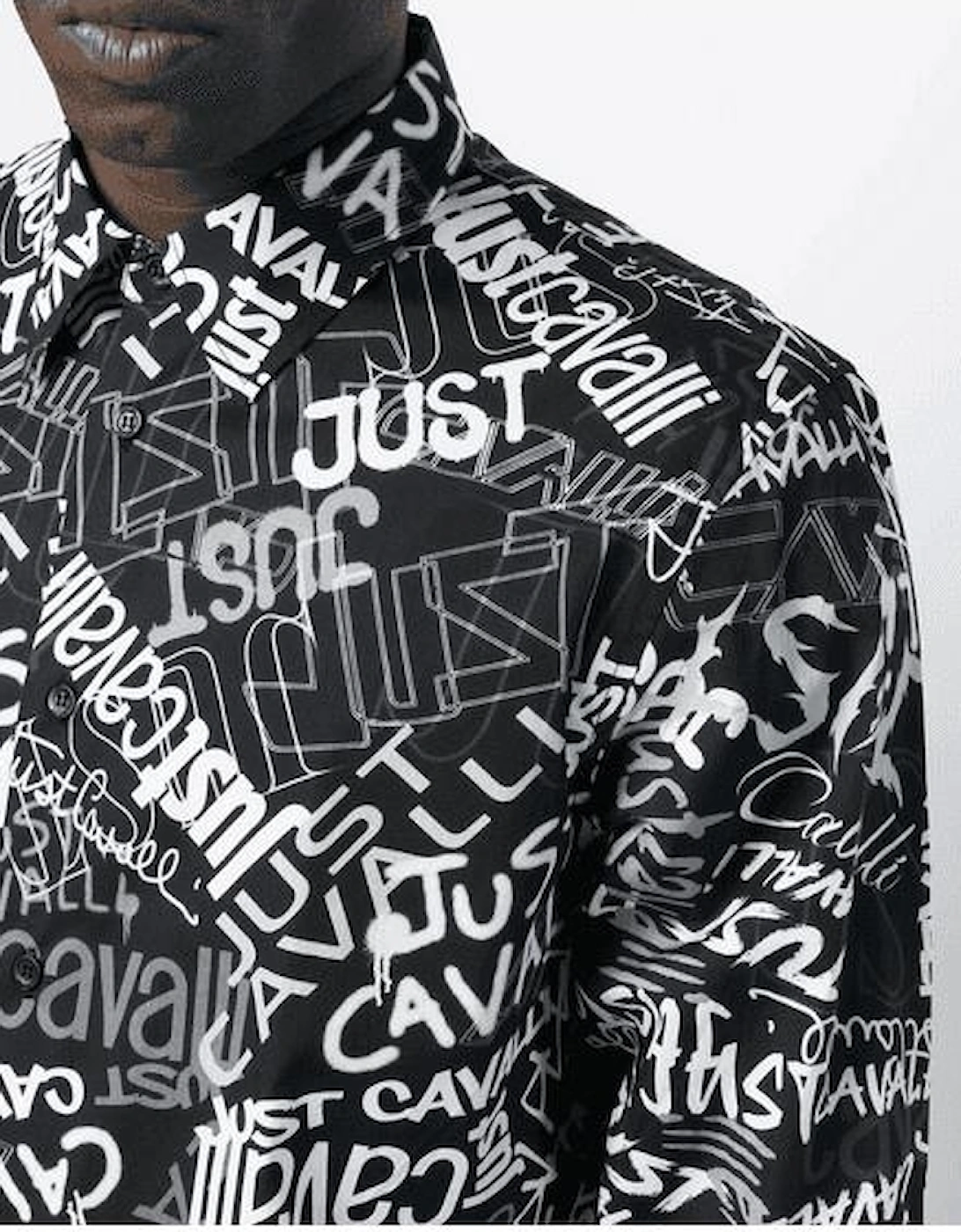 Lettering Allover Logo Black/White Button Up Shirt