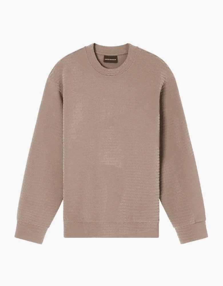 ASV Allover Flocked Logo Beige Sweatshirt
