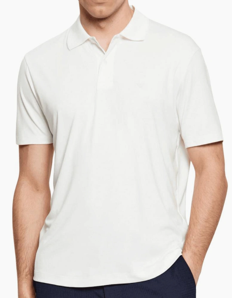 Embroided Logo Viscose Soft Touch White Polo Shirt