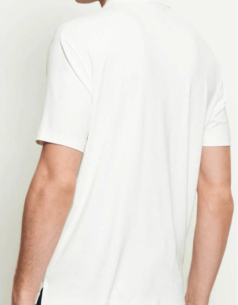Embroided Logo Viscose Soft Touch White Polo Shirt