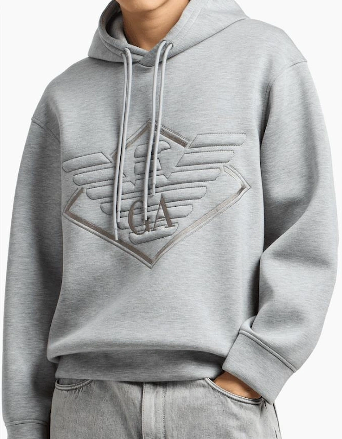 Embroidered Eagle Logo Grey Pullover Hoodie