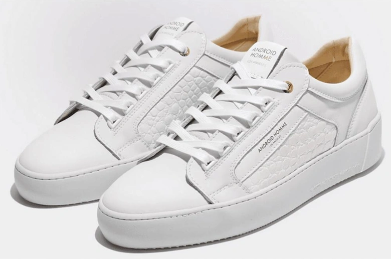 Venice Emboss Patent Croc White Leather Trainer