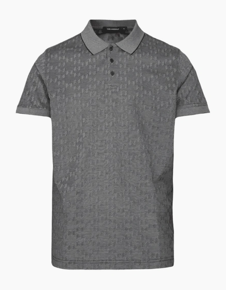 Cotton Monogram Logo Grey Polo Shirt