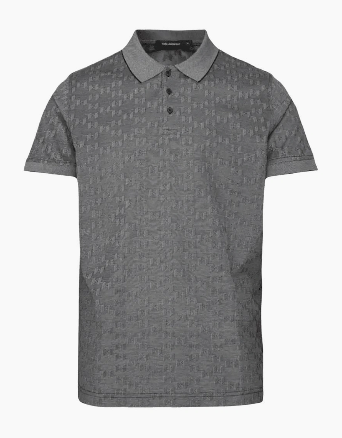 Karl Lagerfeld Karl Lagerfeld Men's Cotton Monogram Logo Grey Polo Shirt