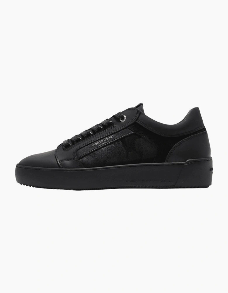 Venice Gomma Camo Black Leather Trainer