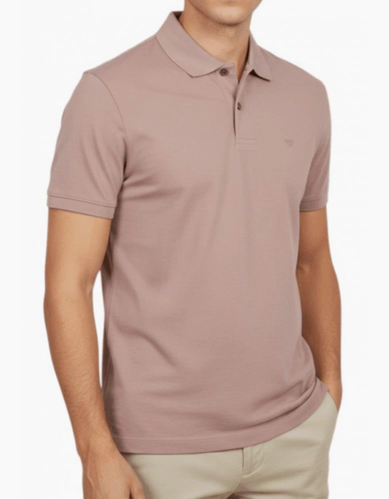 Embroided Logo Viscose Soft Touch Salmon Pink Polo Shirt