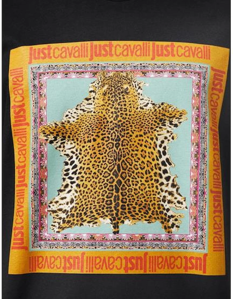 Foulard Cotton Leopard Graphic Black T-Shirt