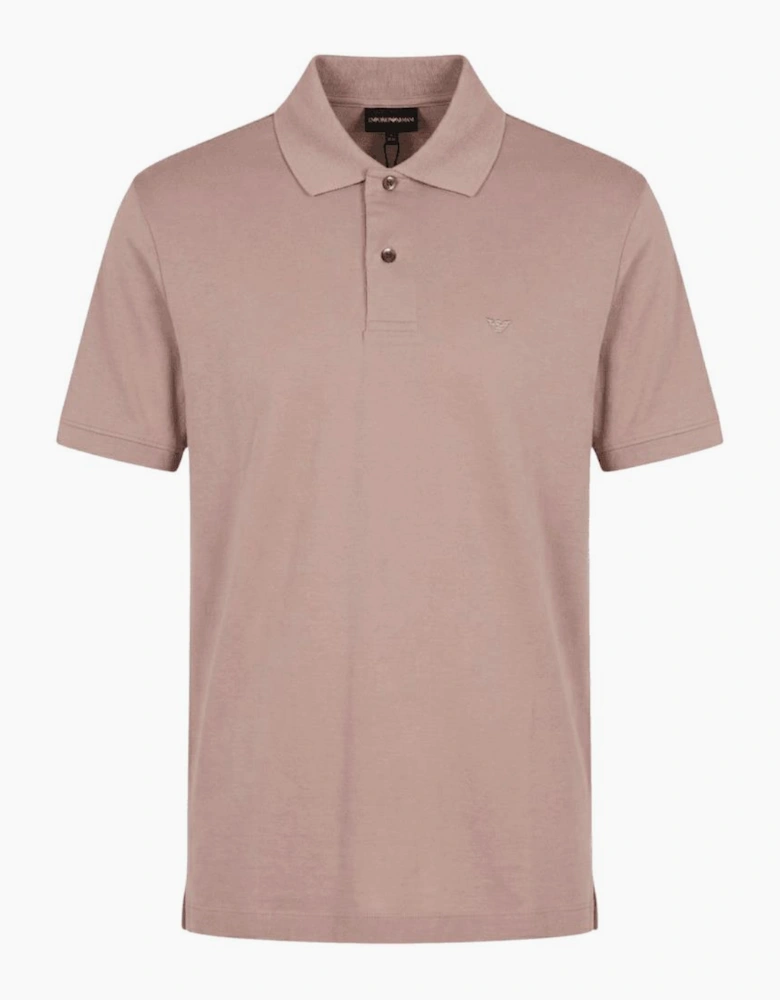 Embroided Logo Viscose Soft Touch Salmon Pink Polo Shirt