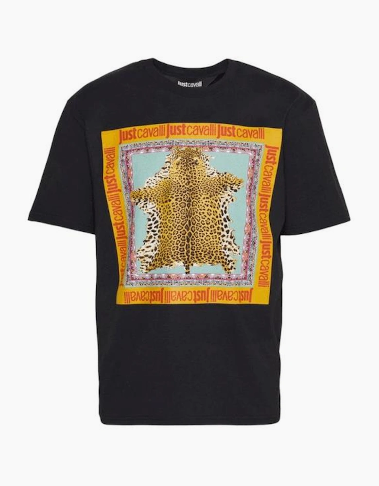 Foulard Cotton Leopard Graphic Black T-Shirt