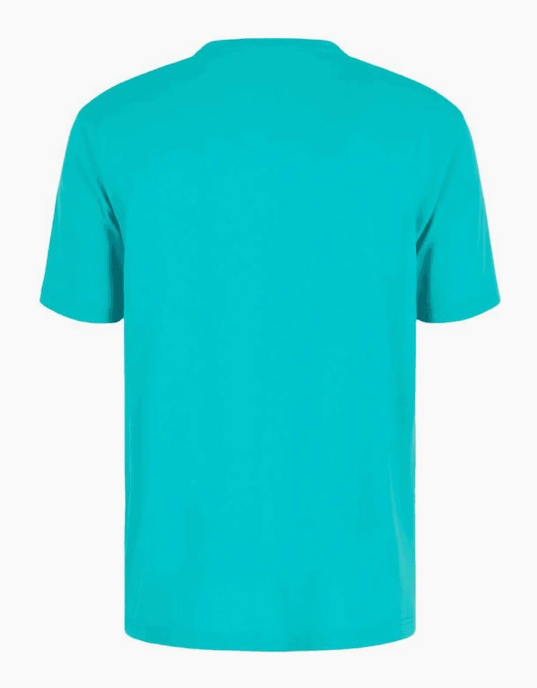 Cotton Silver Logo Turqoise Blue T-Shirt