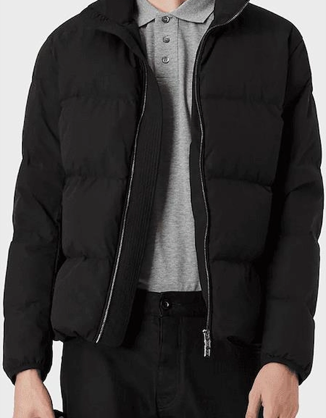 Quilted Nylon Black Down Jacket