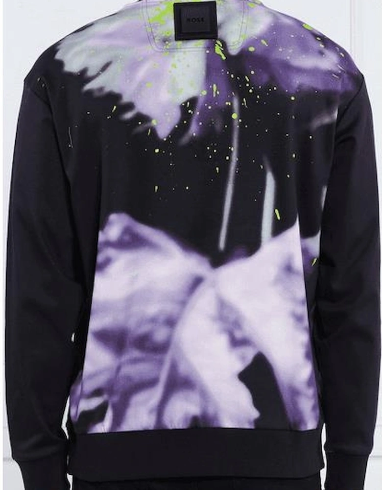 Salbo Lotus Print Black Sweatshirt