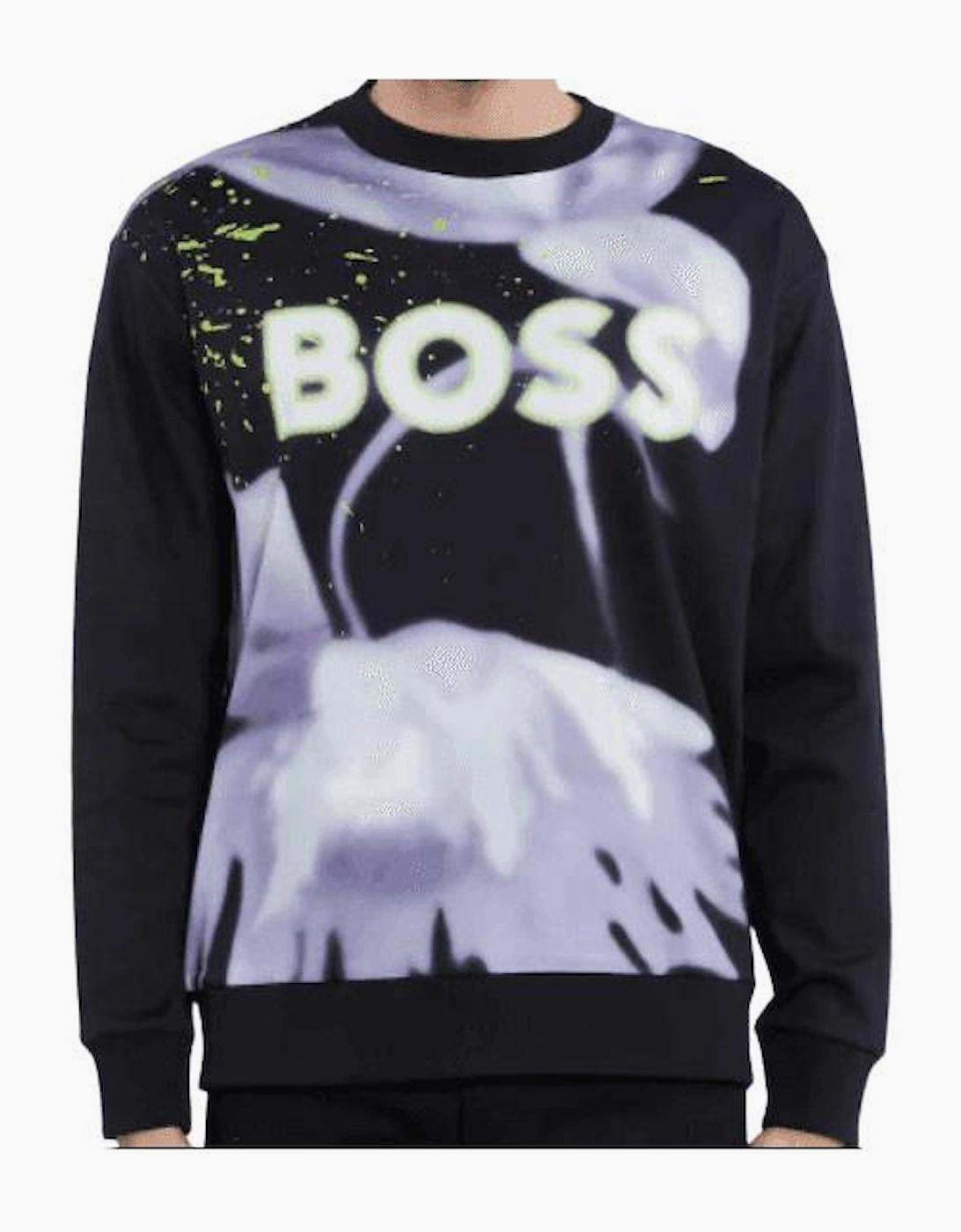 Salbo Lotus Print Black Sweatshirt