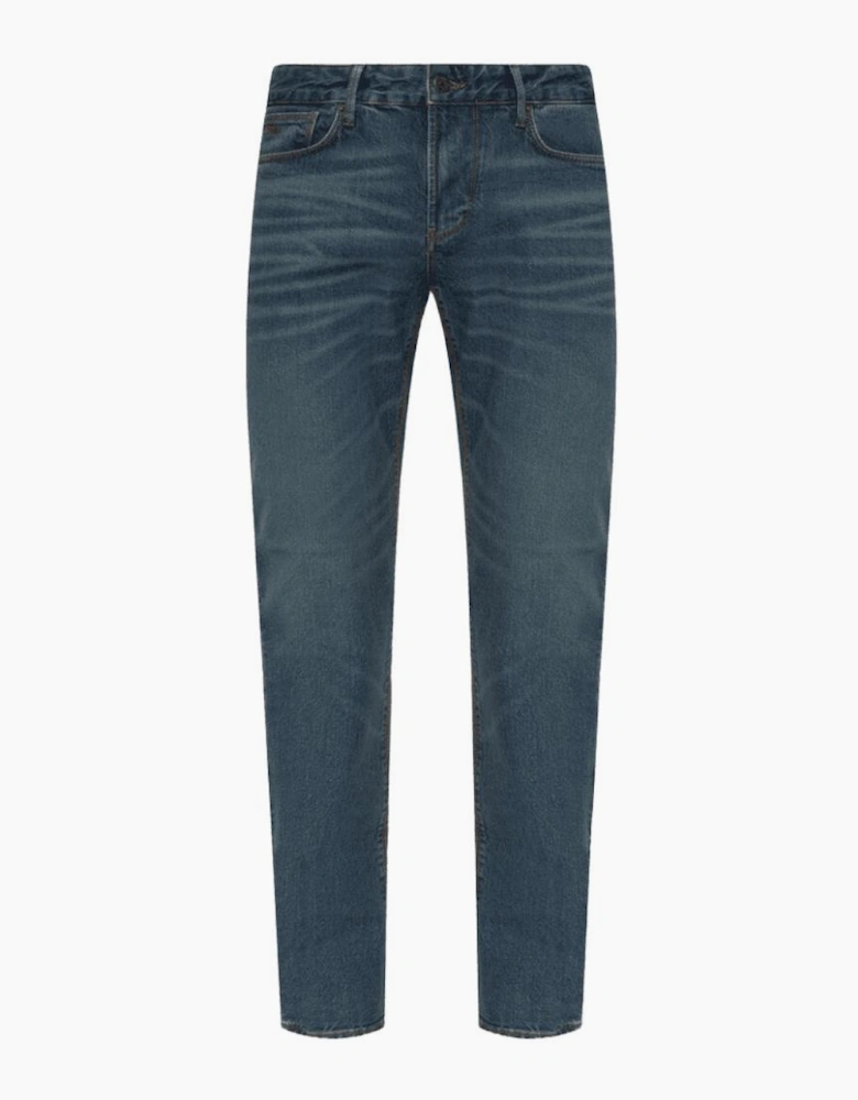 J06 Slim Fit Washed Dark Blue Denim Jeans