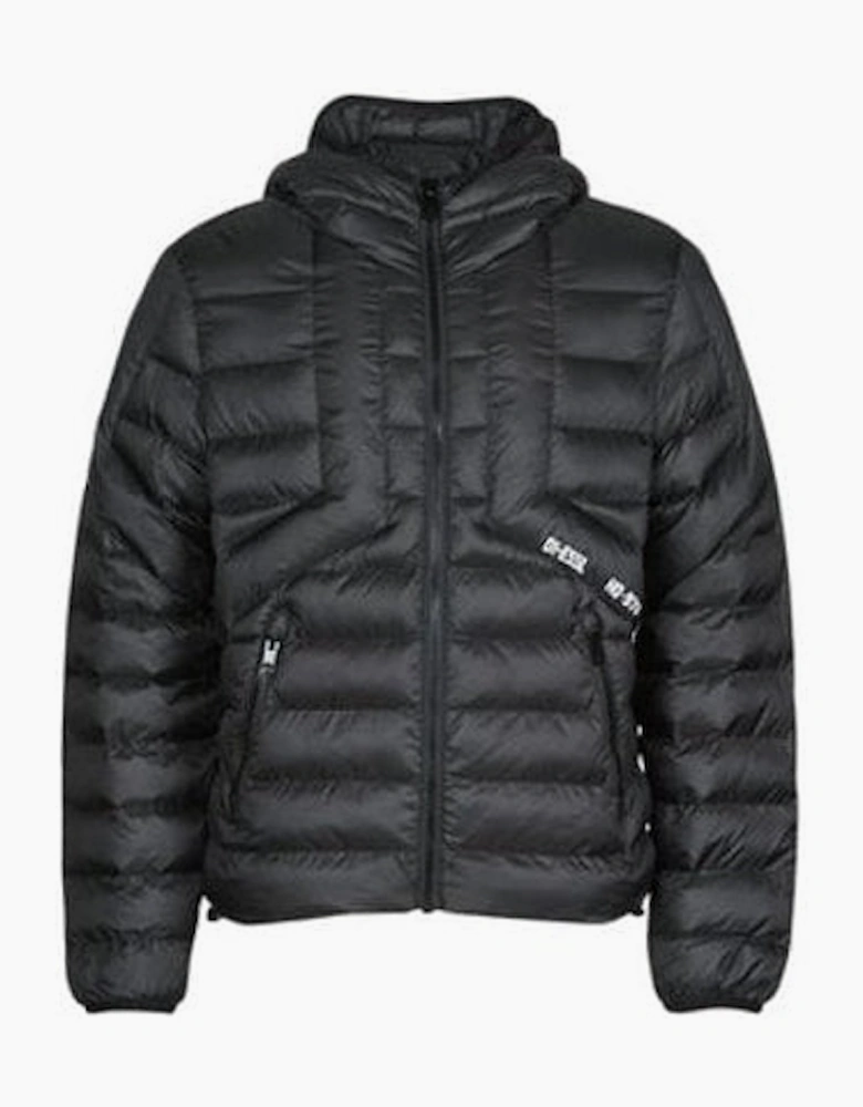 W-Dwain Puffer Hooded Black Jacket