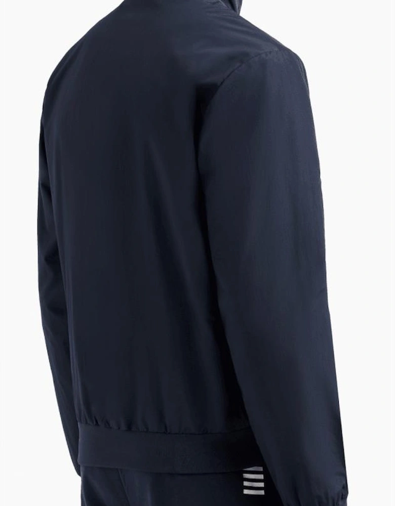 Funnel Neck Zip Up Navy Jacket