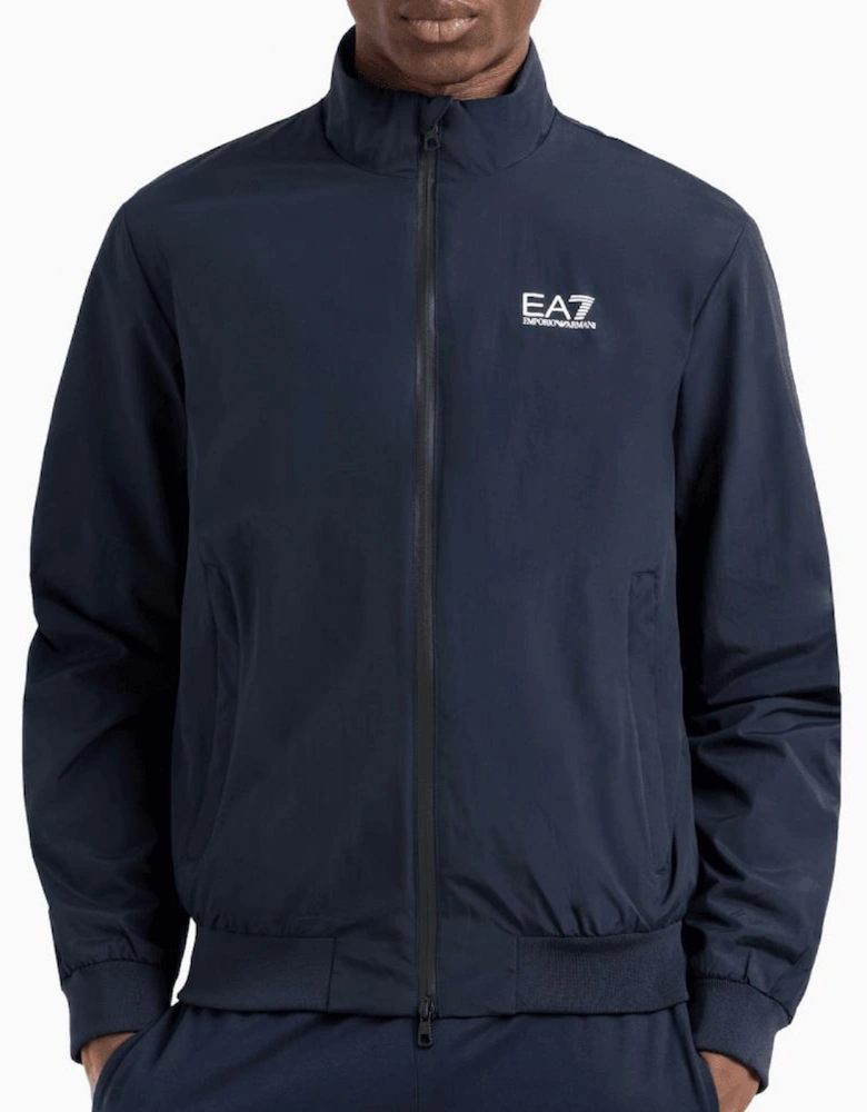 Funnel Neck Zip Up Navy Jacket