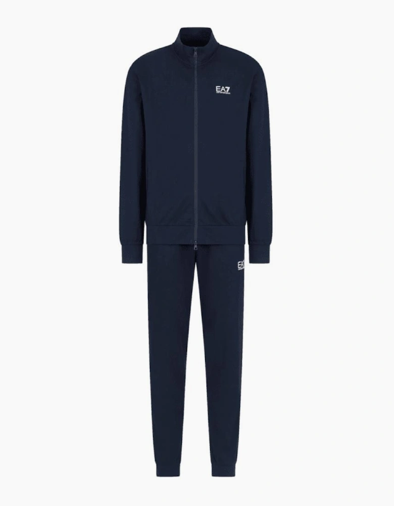 Zip Up Funnel Neck Navy Cotton Tracksuit