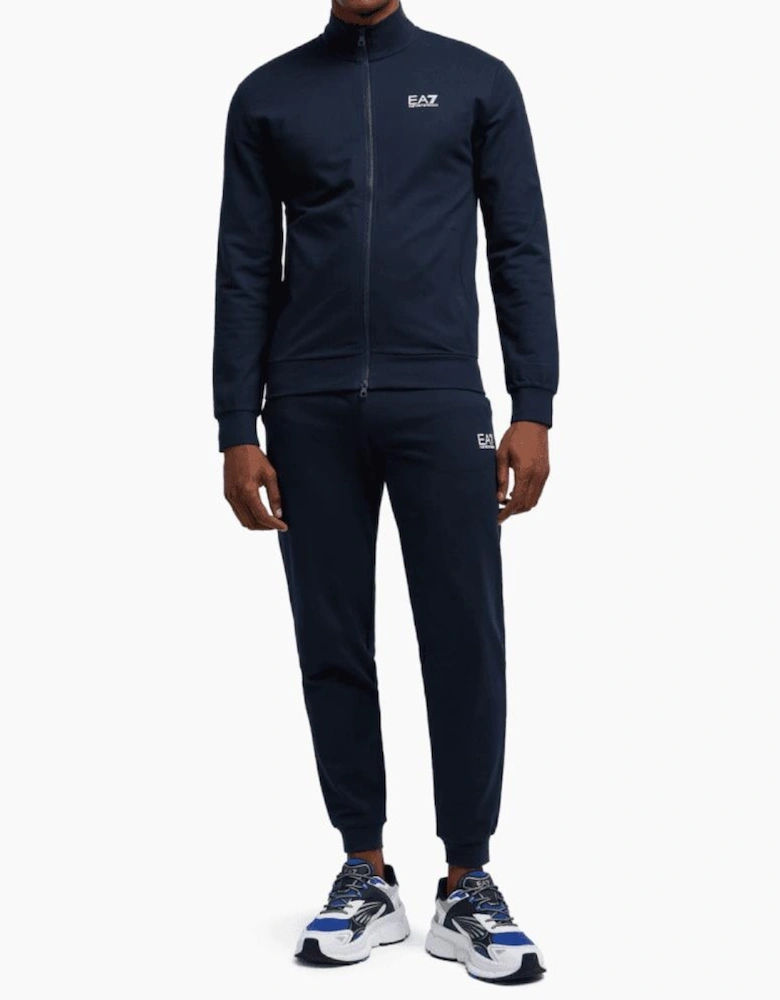 Zip Up Funnel Neck Navy Cotton Tracksuit