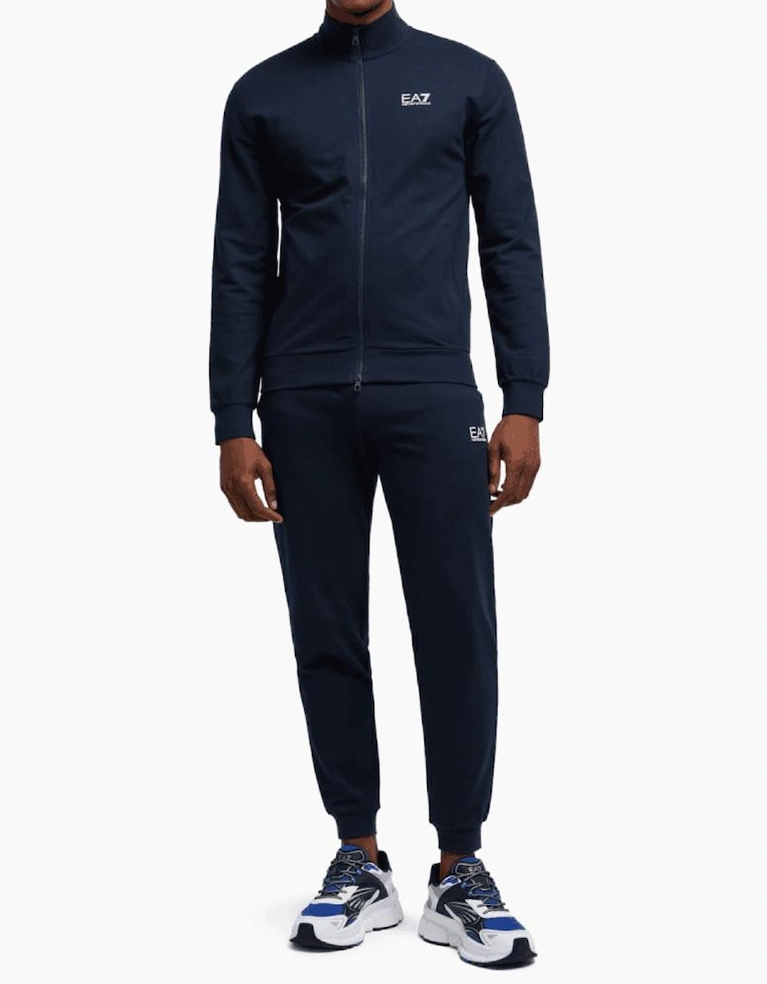 Zip Up Funnel Neck Navy Cotton Tracksuit