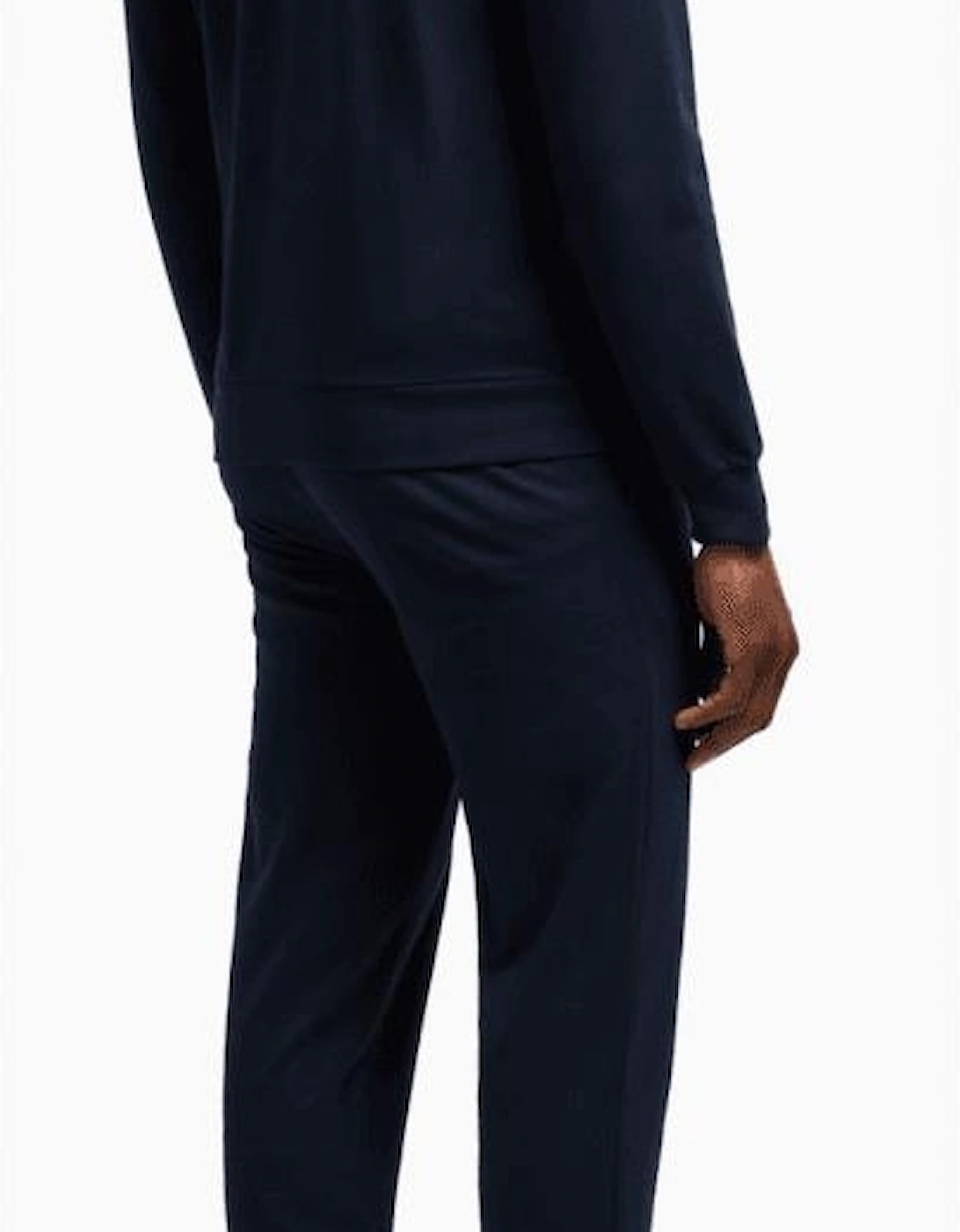 Zip Up Funnel Neck Navy Cotton Tracksuit