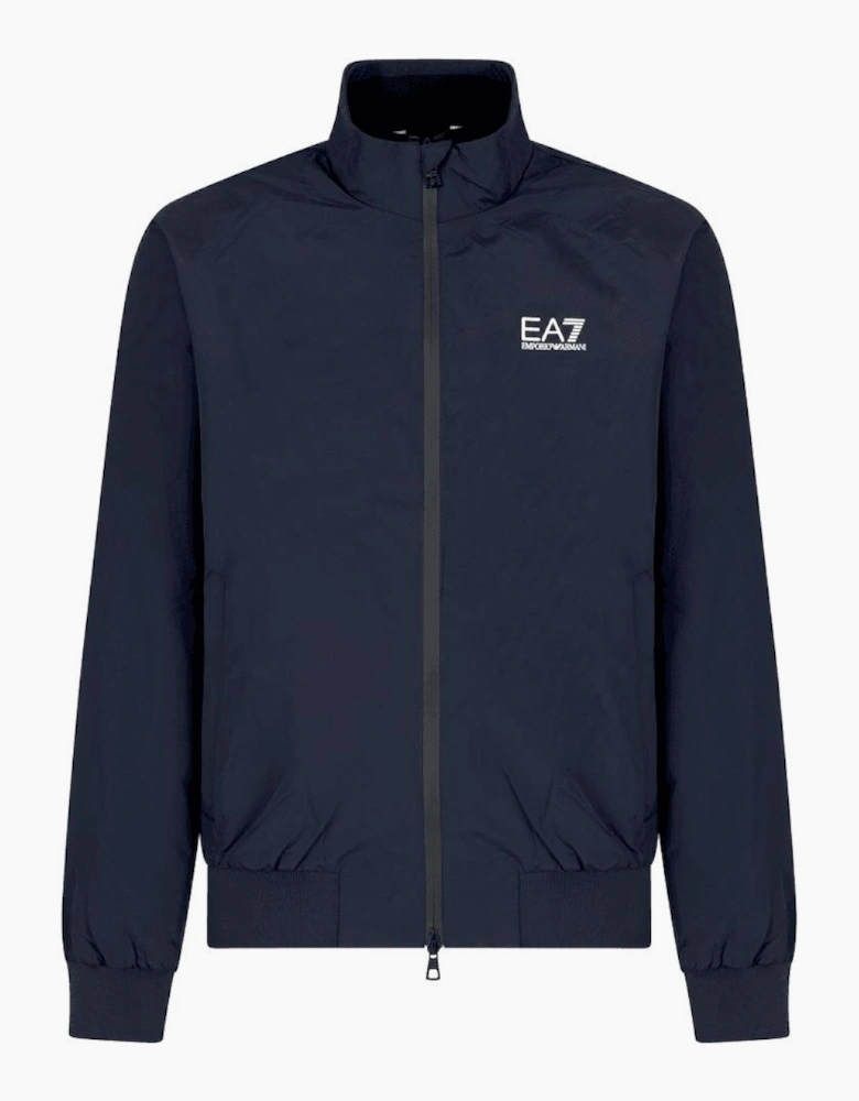 Funnel Neck Zip Up Navy Jacket