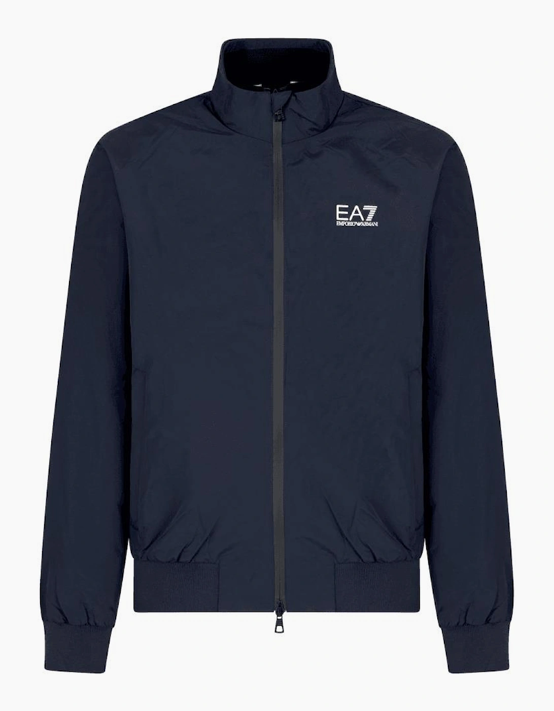 Funnel Neck Zip Up Navy Jacket