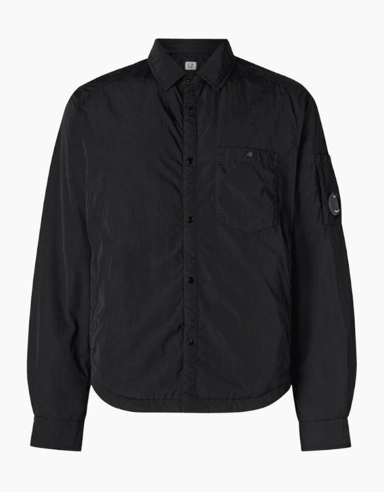 Chrome-R Lens Logo Padded Black Nylon Overshirt