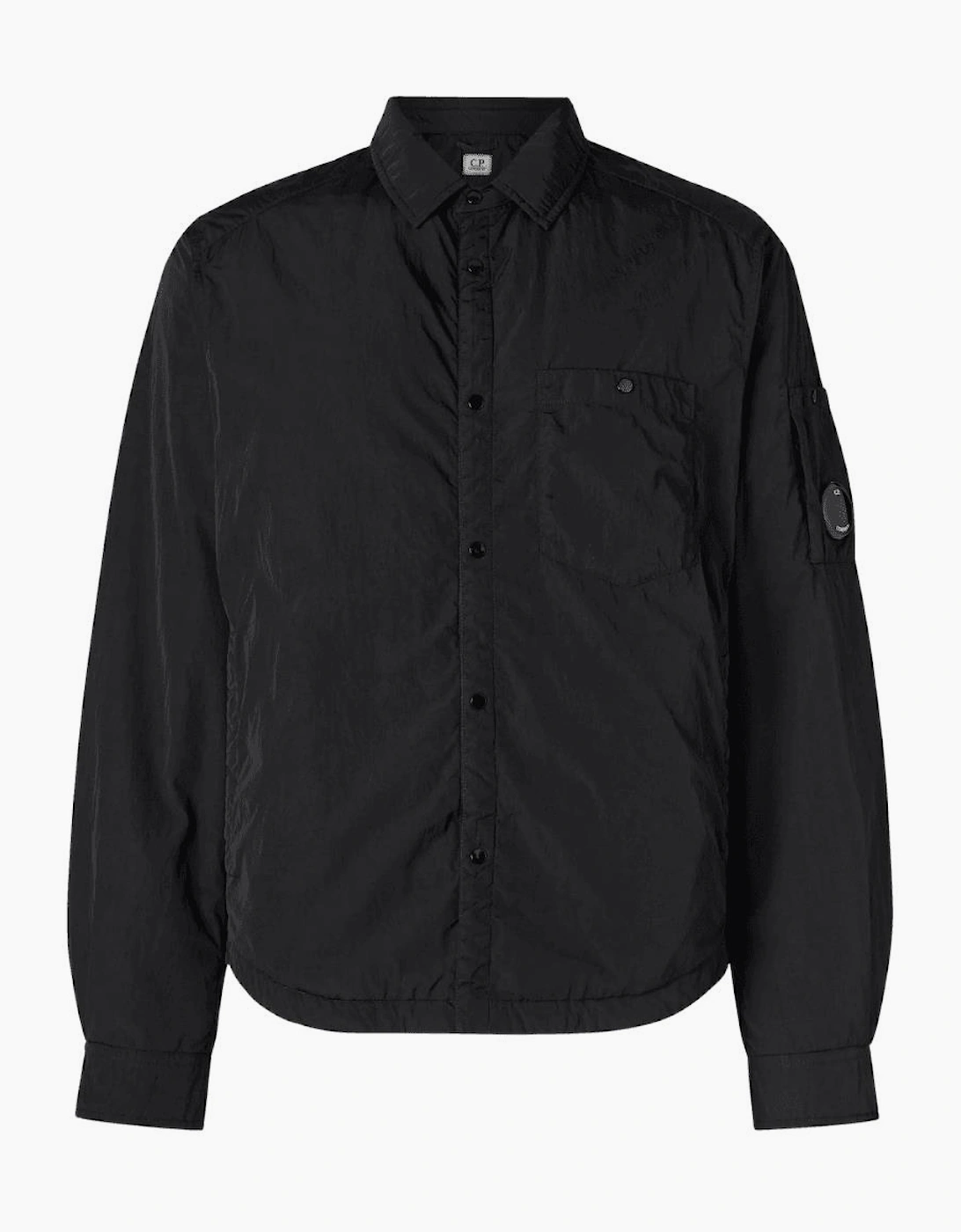 Chrome-R Lens Logo Padded Black Nylon Overshirt