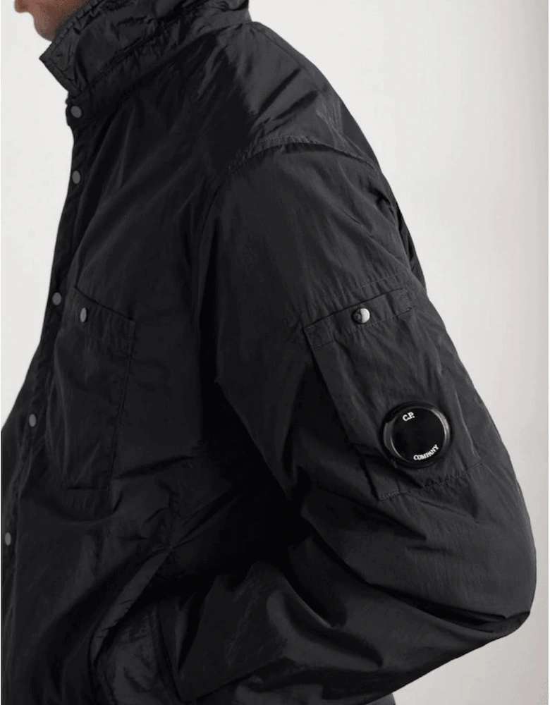 Chrome-R Lens Logo Padded Black Nylon Overshirt