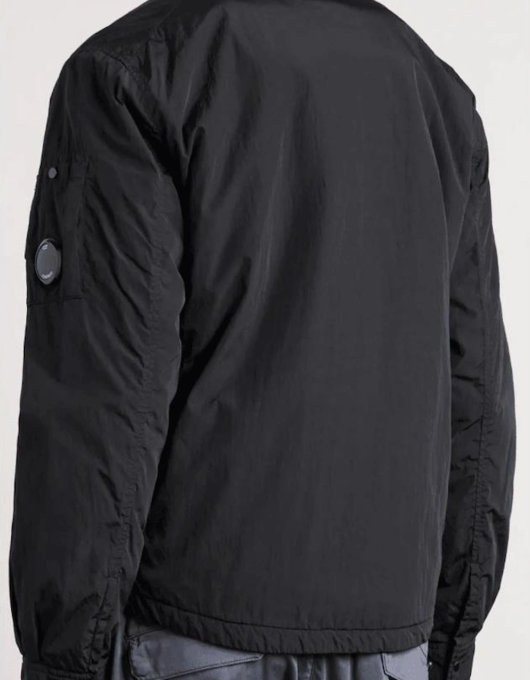 Chrome-R Lens Logo Padded Black Nylon Overshirt