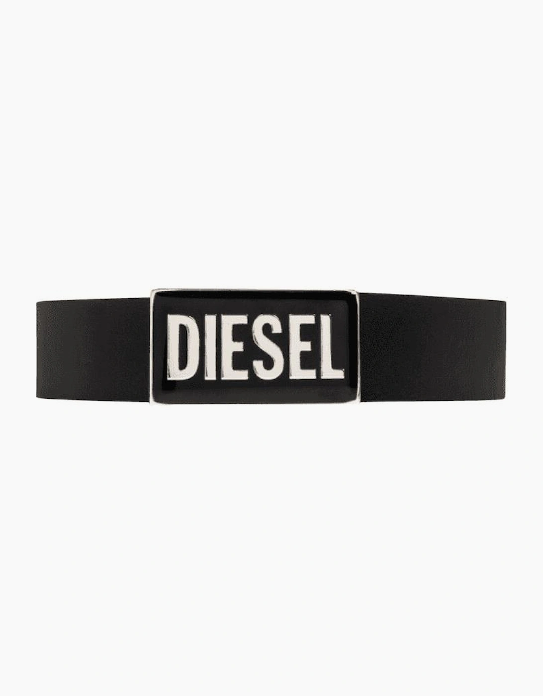 B-GLOSSY Plaque Leather Black Belt