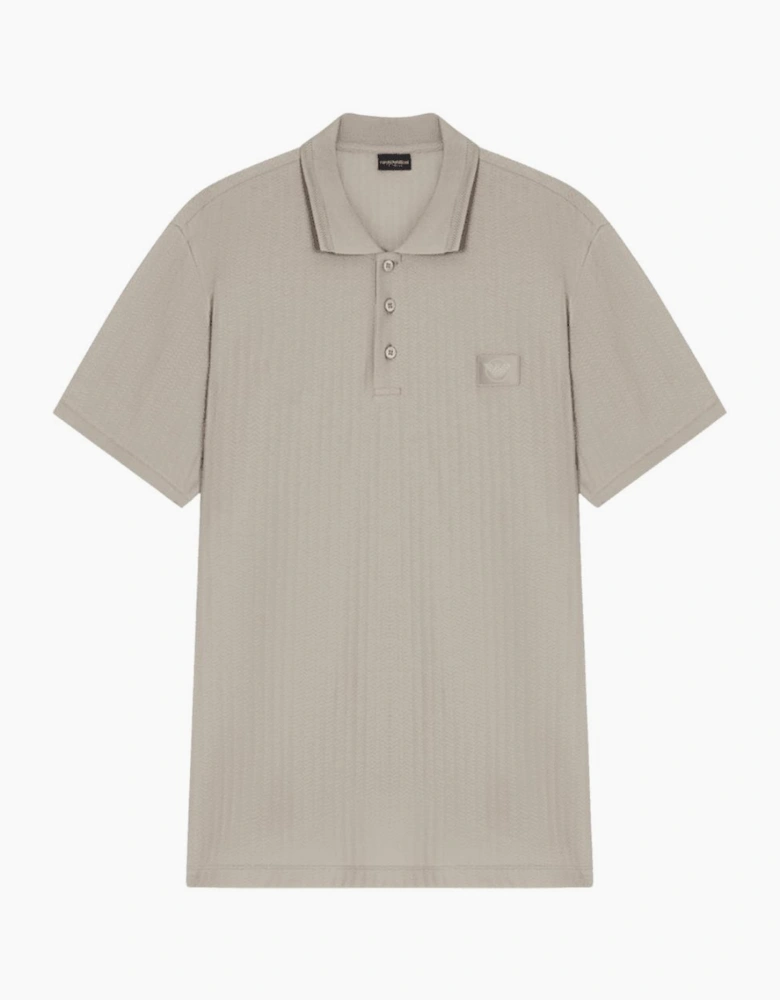 Textured Cotton Beige Polo Shirt