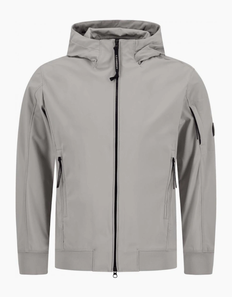 Soft Shell Lens Logo Hooded Grey Jacket