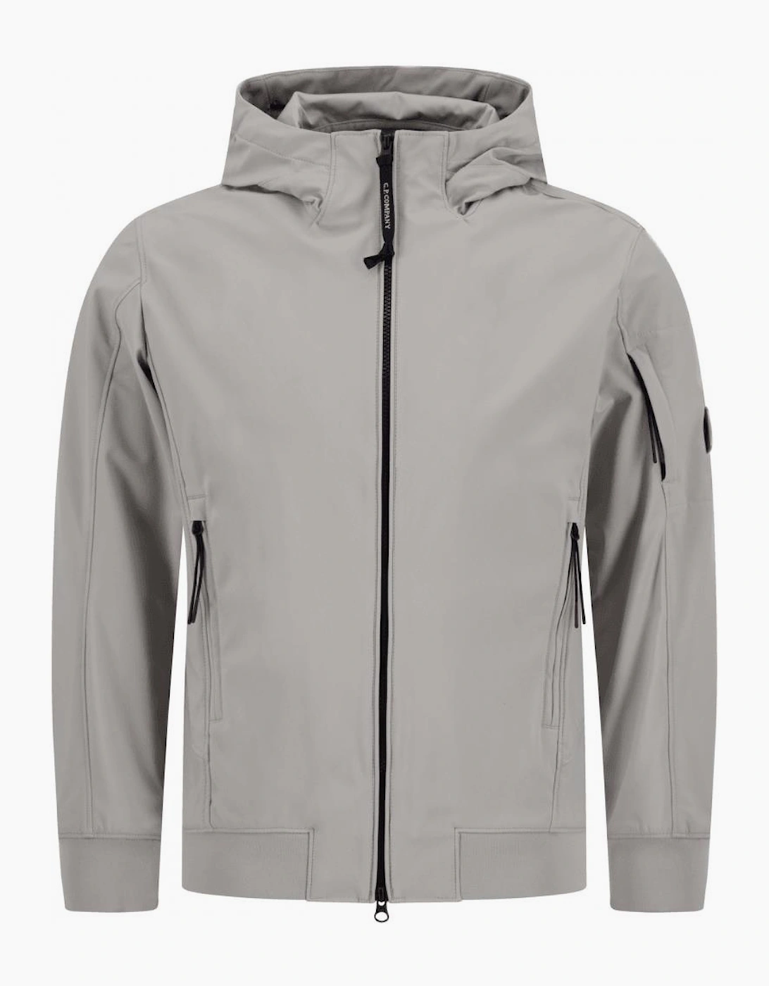 Soft Shell Lens Logo Hooded Grey Jacket