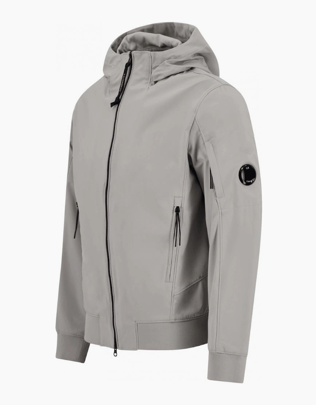 Soft Shell Lens Logo Hooded Grey Jacket