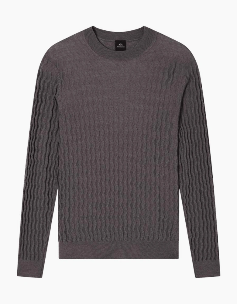 Wave Texture Grey/Brown Knitwear Sweater