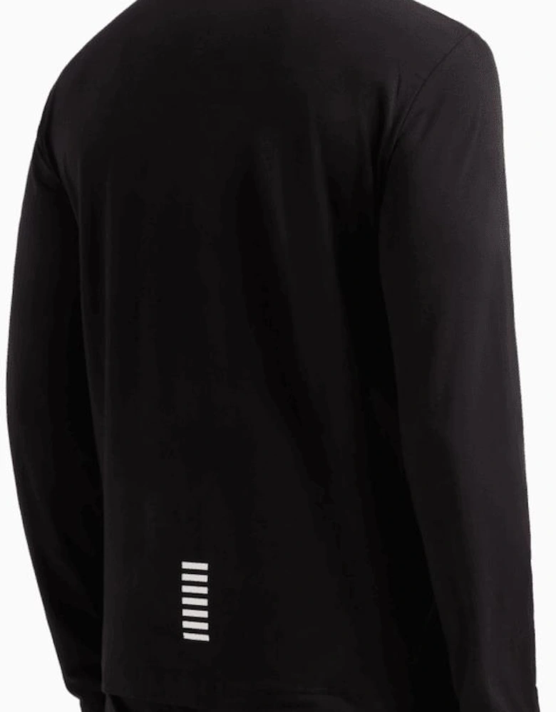 Long Sleeve Pique Cotton Black Polo Shirt