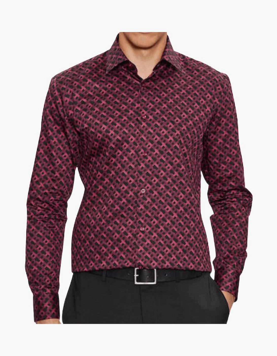 Hank-Kent Cotton Slim Fit Burgundy Shirt