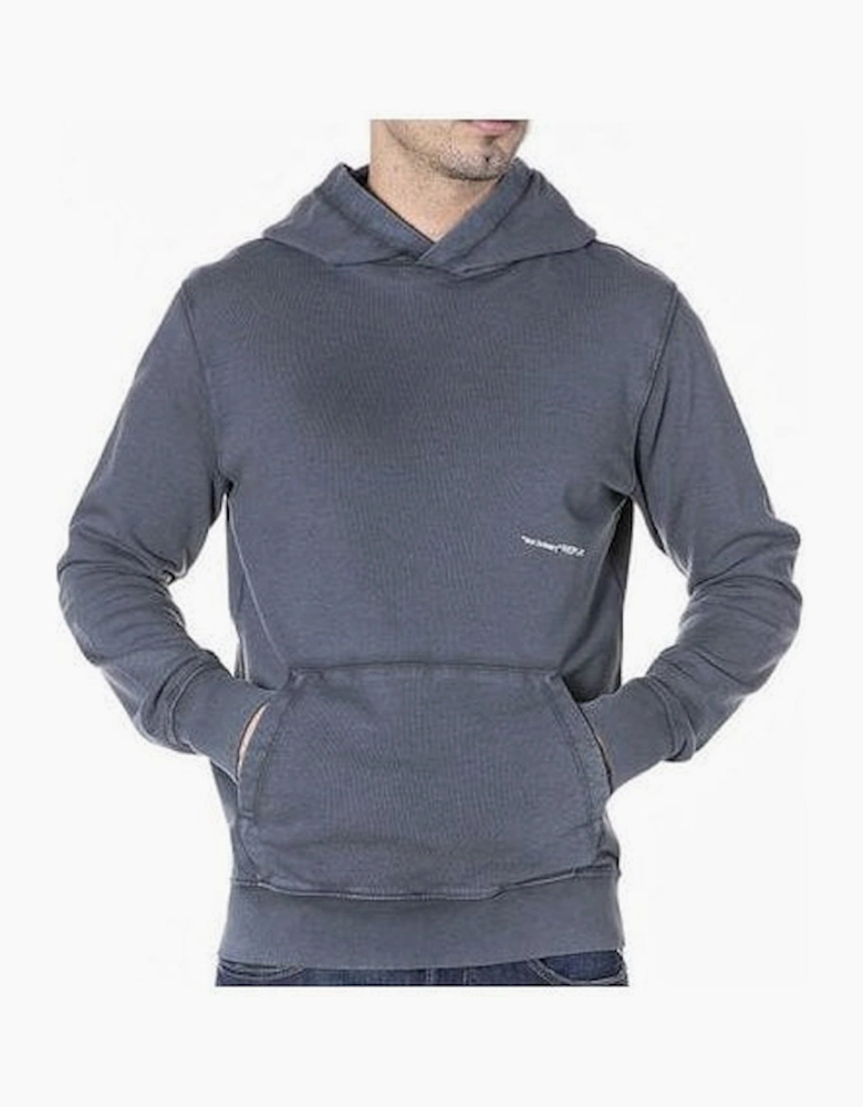 Garment Dyed Organic Cotton Fleece Blue Pullover Sweatshirt