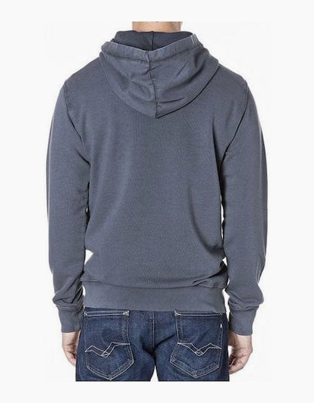 Garment Dyed Organic Cotton Fleece Blue Pullover Sweatshirt