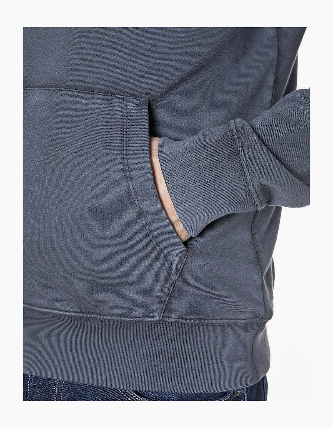 Garment Dyed Organic Cotton Fleece Blue Pullover Sweatshirt